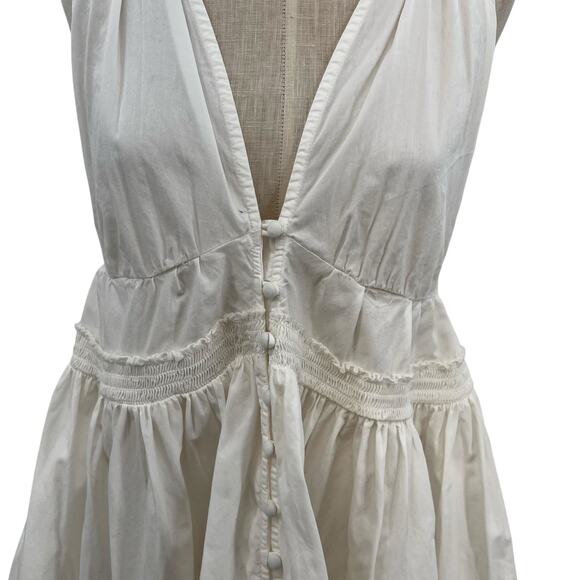 Free People Sail Away Tunic Dress Mini Halter Neck Tiered White Size Medium - Picture 5 of 15